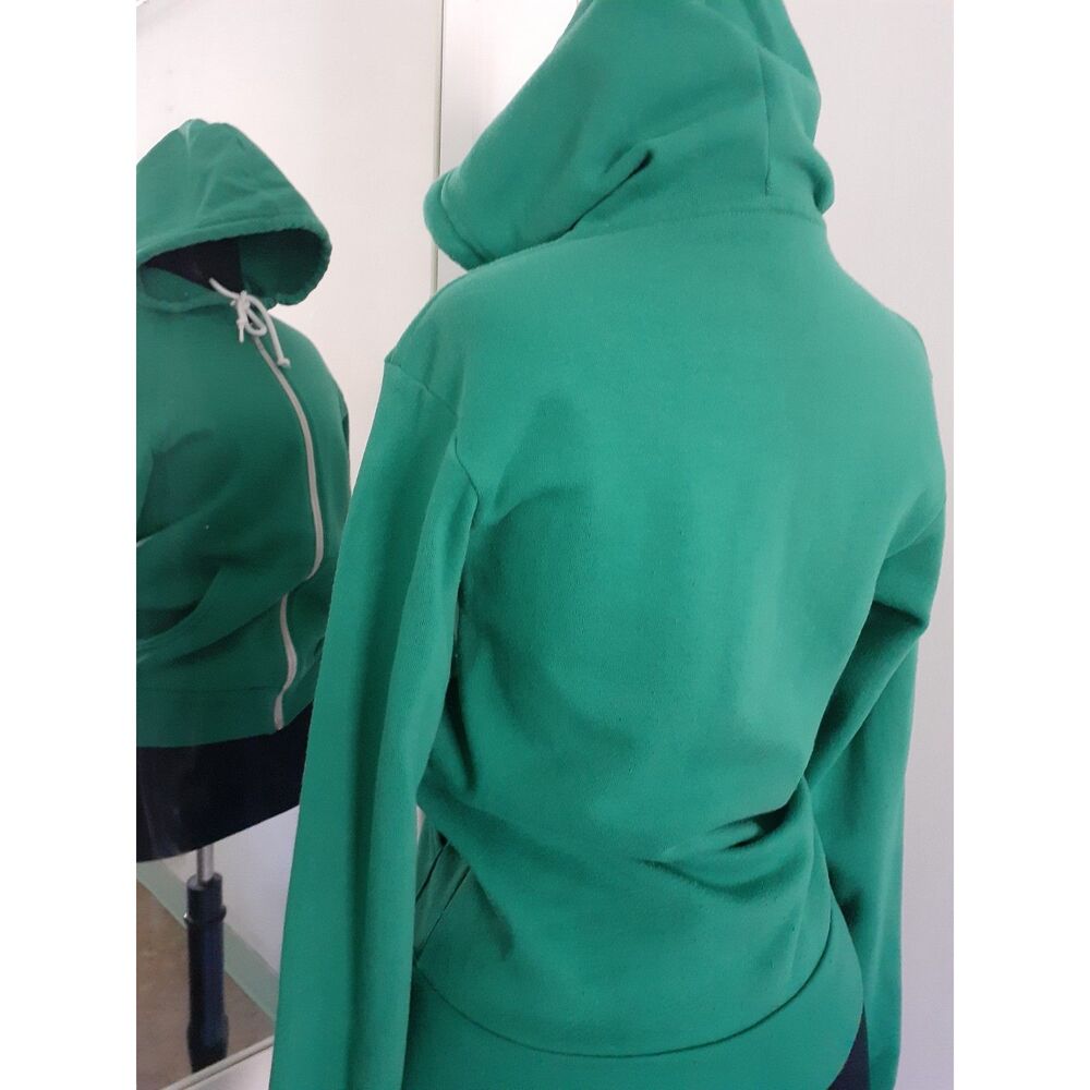 Canvas Womens Solid Green Fleece Full Zip Drawstring Sweatshirt Hoodie XS - Picture 12 of 12